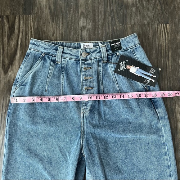 Simple Society NEW Mom Jean Highrise Roll Cuff Button Fly Jeans - Picture 15 of 16